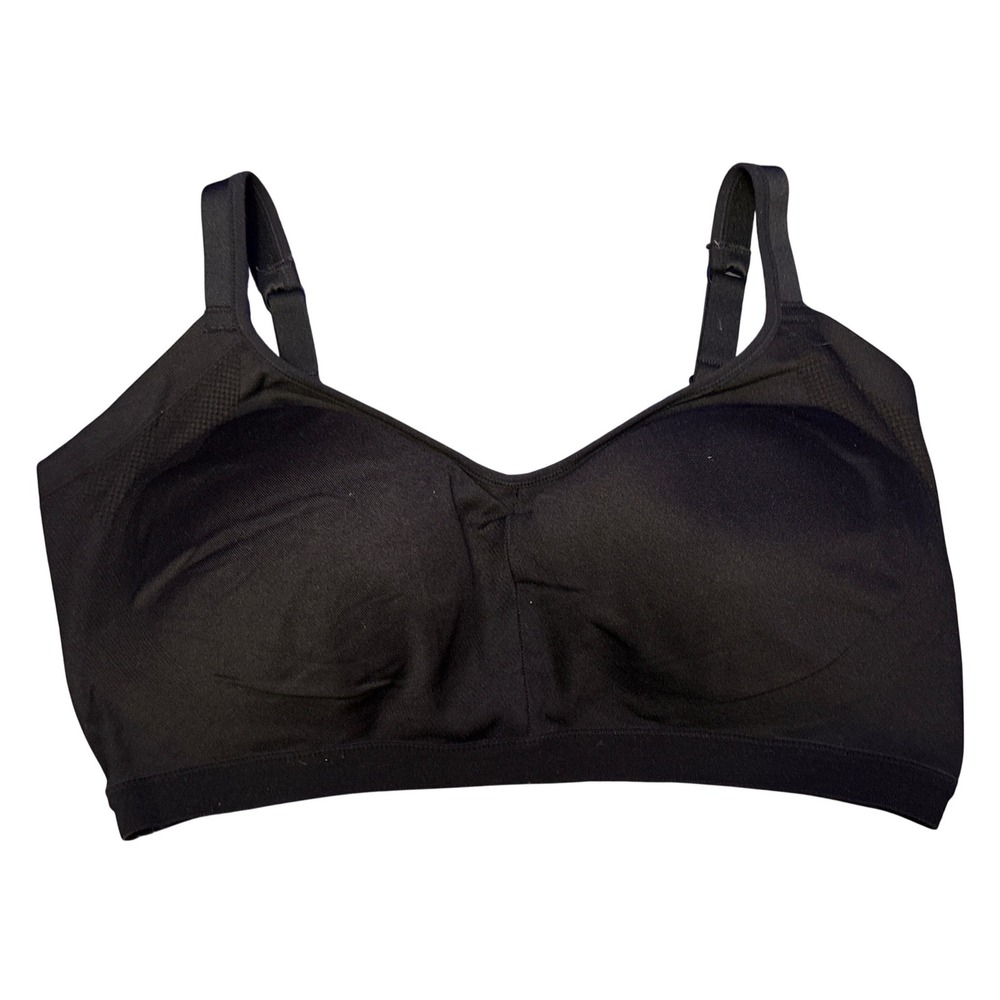 Warners Womens Full Figure Black Wireless Full Coverage Comfort Bra, Size 2XL